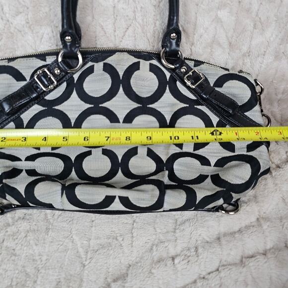 Coach Madison Op Art Shantung Sophia Satchel Black Gray Preppy Convertible - Picture 3 of 7